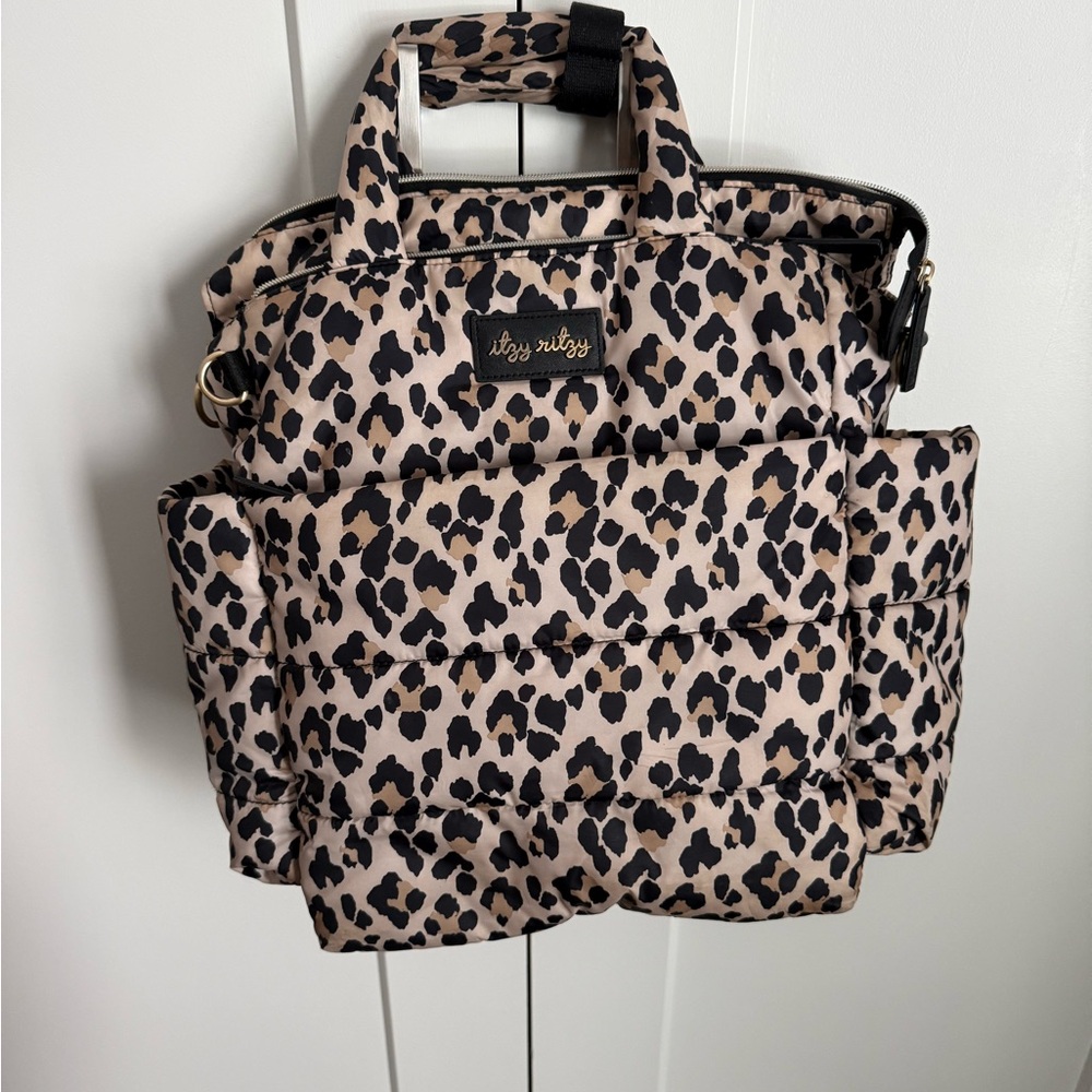 Itzy Ritzy Quilted Leopard Print Tote in Pink and Black